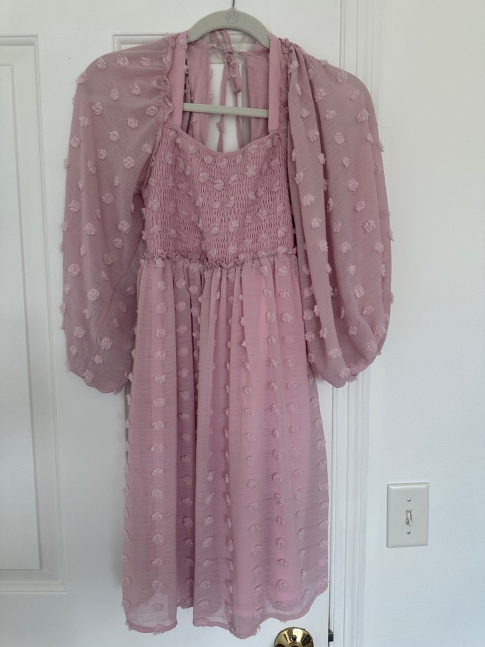 Maternity Pink Smocked Chiffon Dress